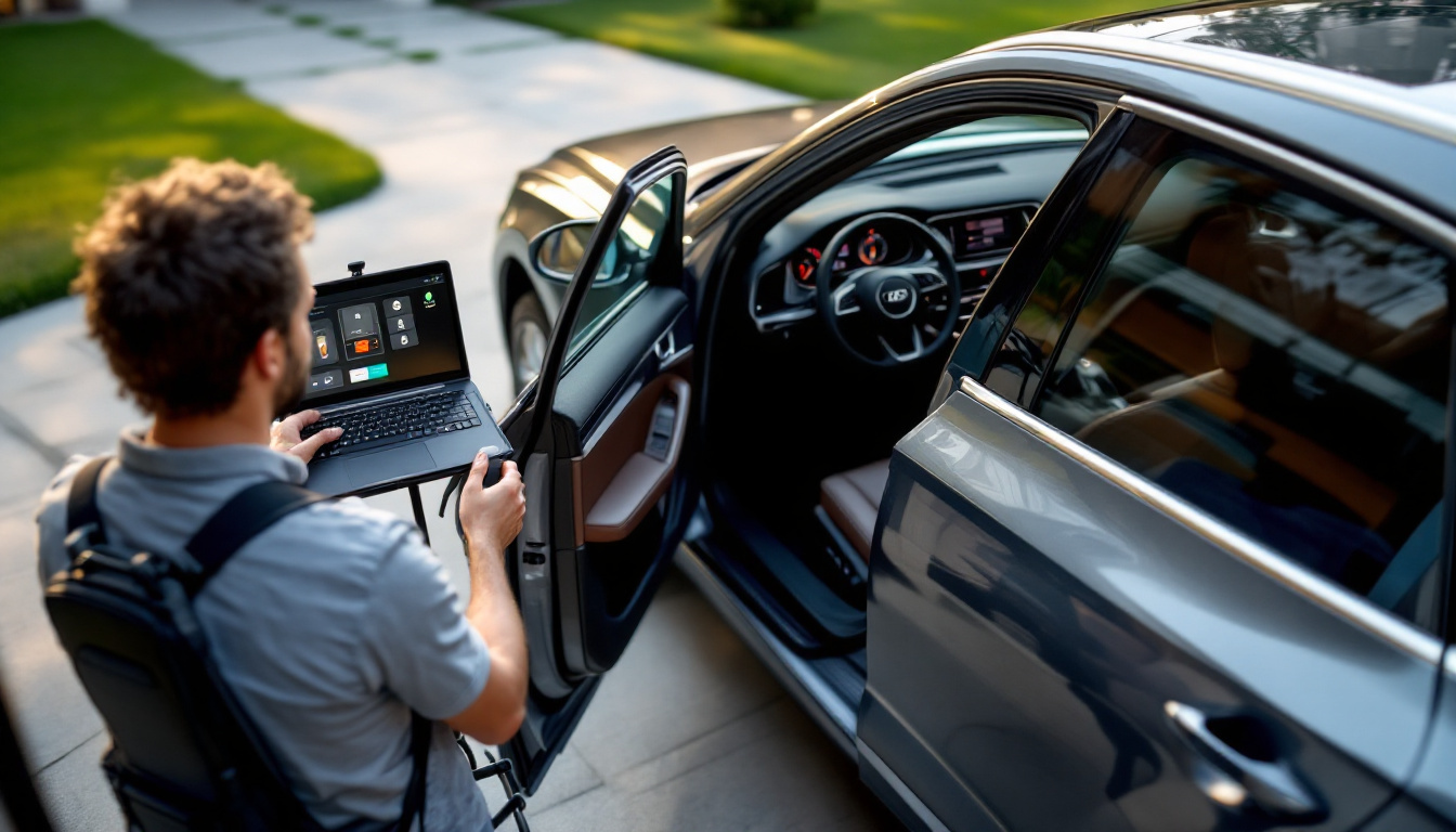mobile locksmith programming an Audi Q5 advanced key fob in Aledo TX