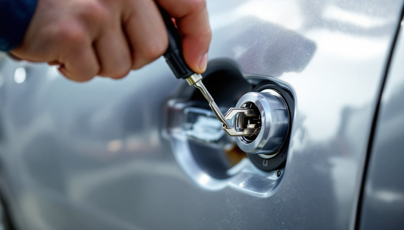 locksmith using an extraction tool to remove a snapped key blade from a car ignition in Aledo TX