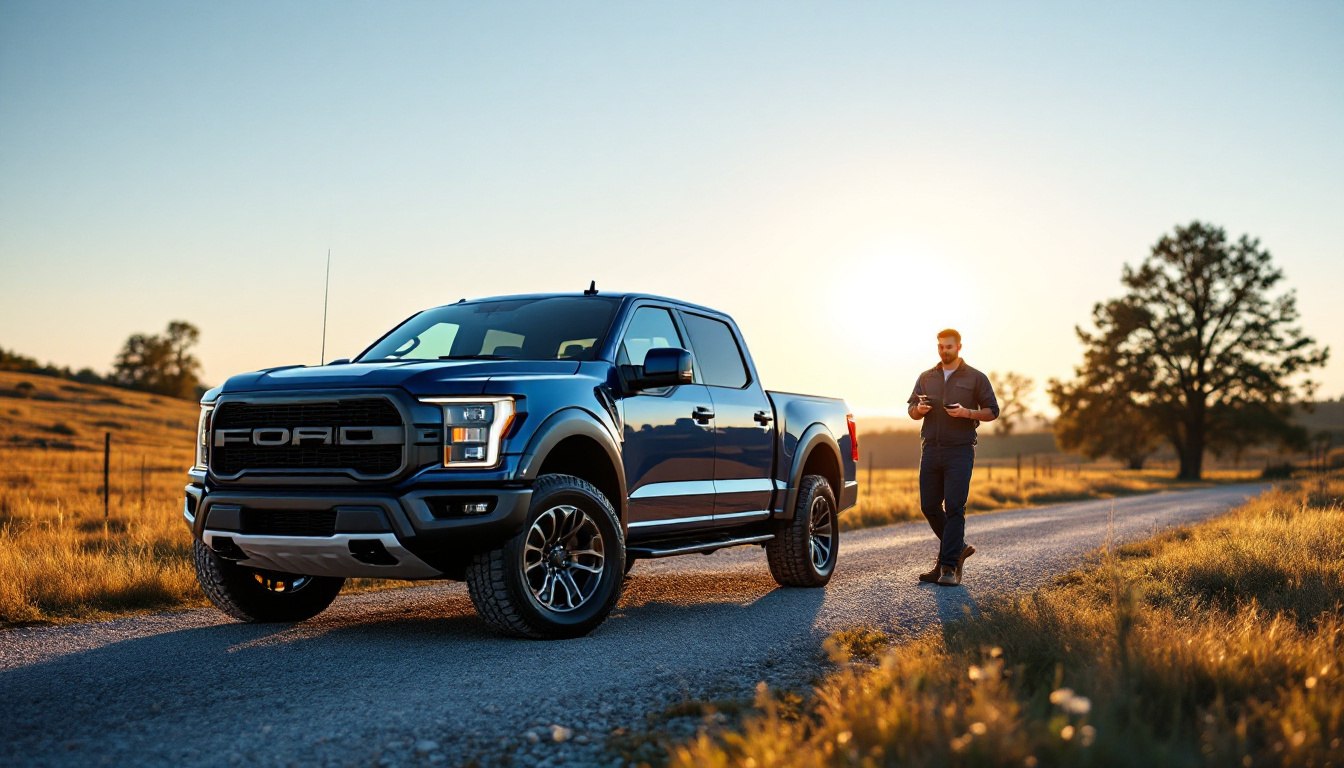 locksmith programming a Ford F-150 smart key fob beside the truck in Aledo TX
